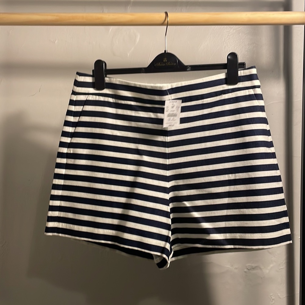 J crew, size 14, navy and white stripe shorts